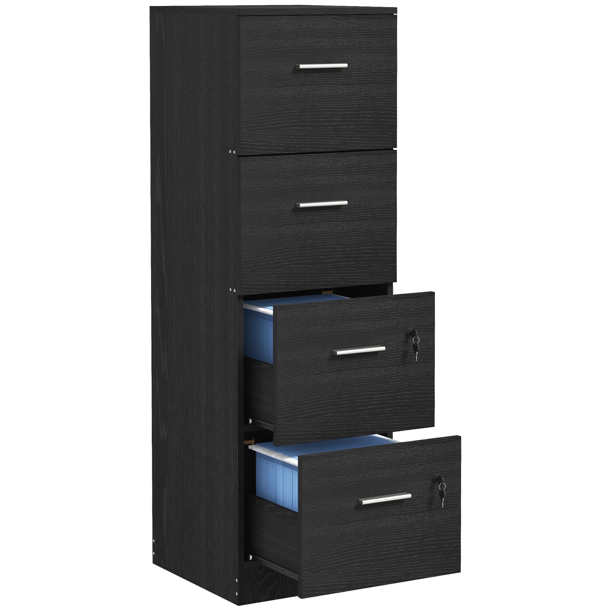 Vertical Filing Cabinet with Lock, 4 Drawer File Cabinet with Adjustable Hanging Bar for A4 and Letter Size, Black Office Cabinets & Cupboards   at Gallery Canada