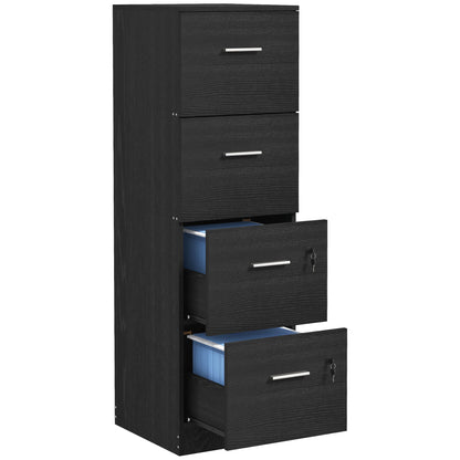 Vertical Filing Cabinet with Lock, 4 Drawer File Cabinet with Adjustable Hanging Bar for A4 and Letter Size, Black Office Cabinets & Cupboards   at Gallery Canada