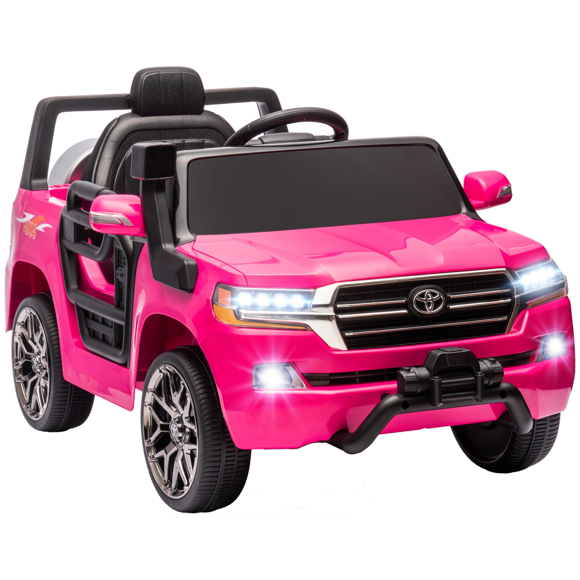 12V Toyota LAND CRUISER Licensed Kids Car w/ Remote Control, Four Wheel Spring Suspension, Soft Start, LED Light, Pink Electric Toy Cars   at Gallery Canada