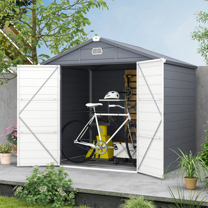 8' x 6' Plastic Garden Storage Shed with Latch Door, Vents, Sloped Roof, Dark Grey Sheds   at Gallery Canada