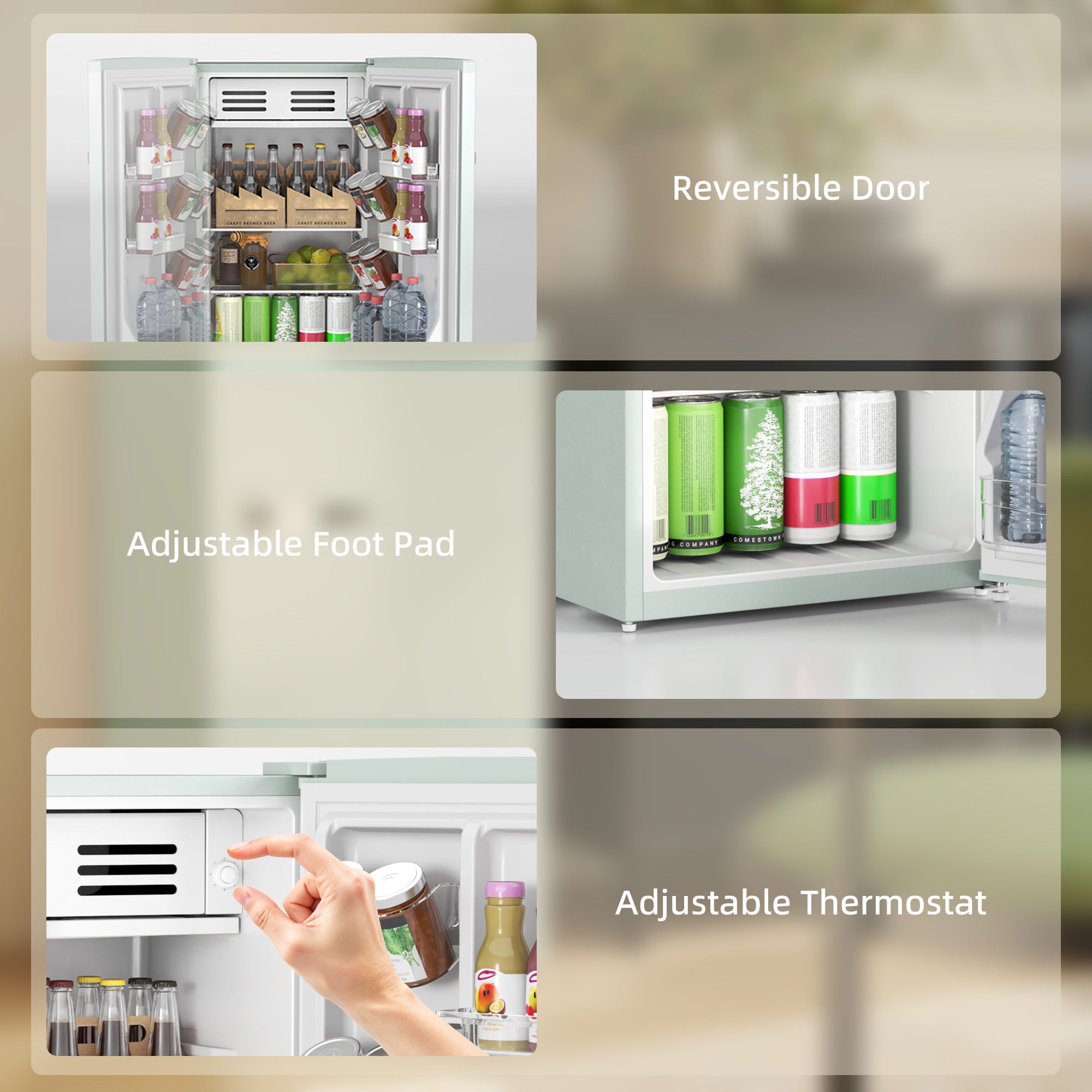 Retro Mini Fridge, 3.1 Cu. Ft Single Door Compact Refrigerator with Adjustable Thermostat, 2 Glass Shelves, Green Small Kitchen Appliances at Gallery Canada