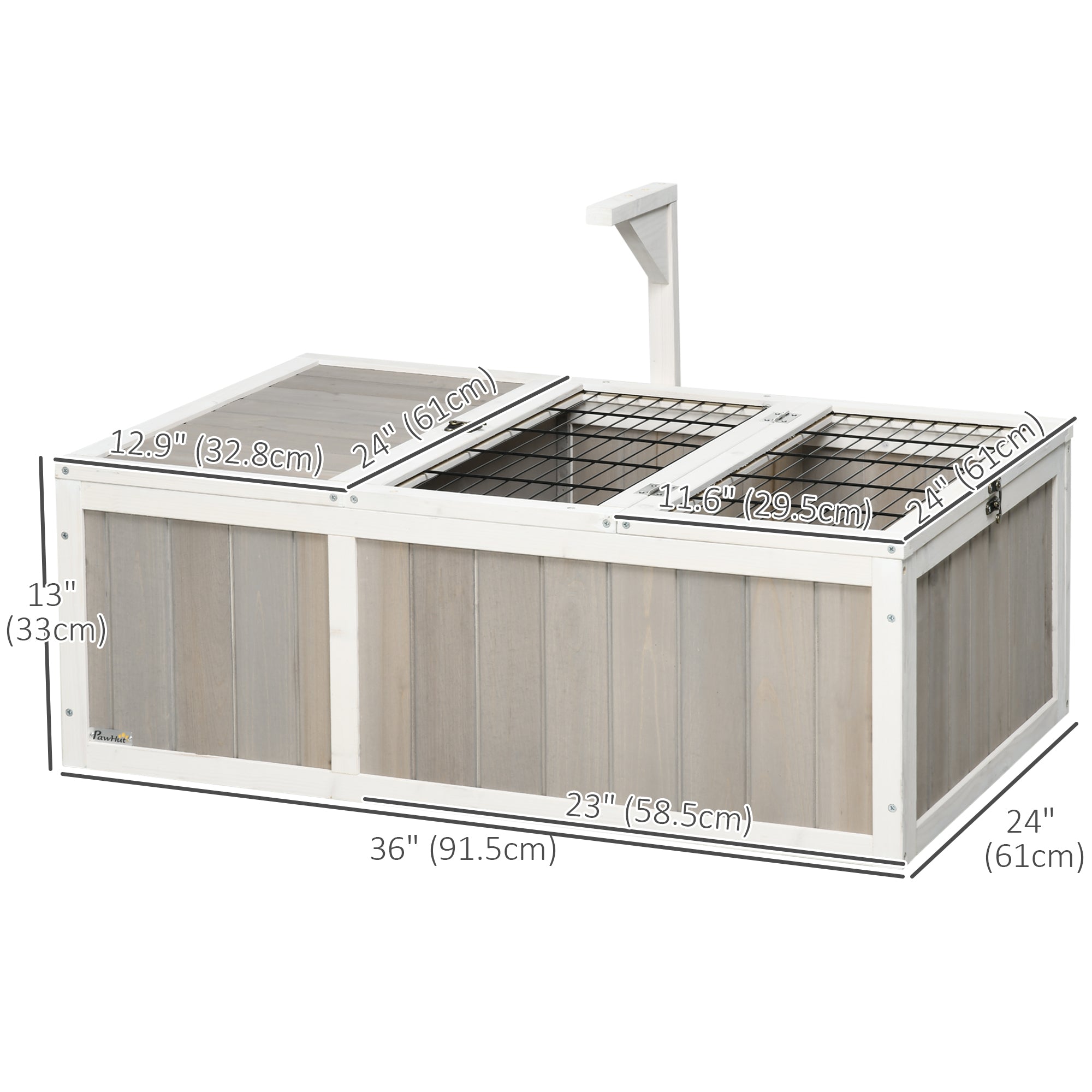 Wooden Tortoise Habitat with Openable Top, Run Cage, Two Rooms, Grey Houses & Habitats at Gallery Canada