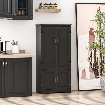 4-Door Storage Cabinet Multi-Storey Large Space Pantry with Adjustable Shelves Black Kitchen Pantry Cabinets   at Gallery Canada
