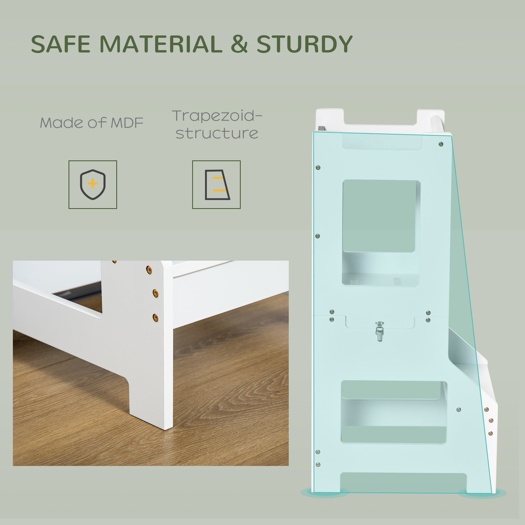 2-in-1 Kids Kitchen Helper Step Stool, Detachable Toddler Table and Chair Set, Children Standing Tower for Kitchen Counter with Safety Rail Chalkboard, White Toddler & Kids Step Stools at Gallery Canada