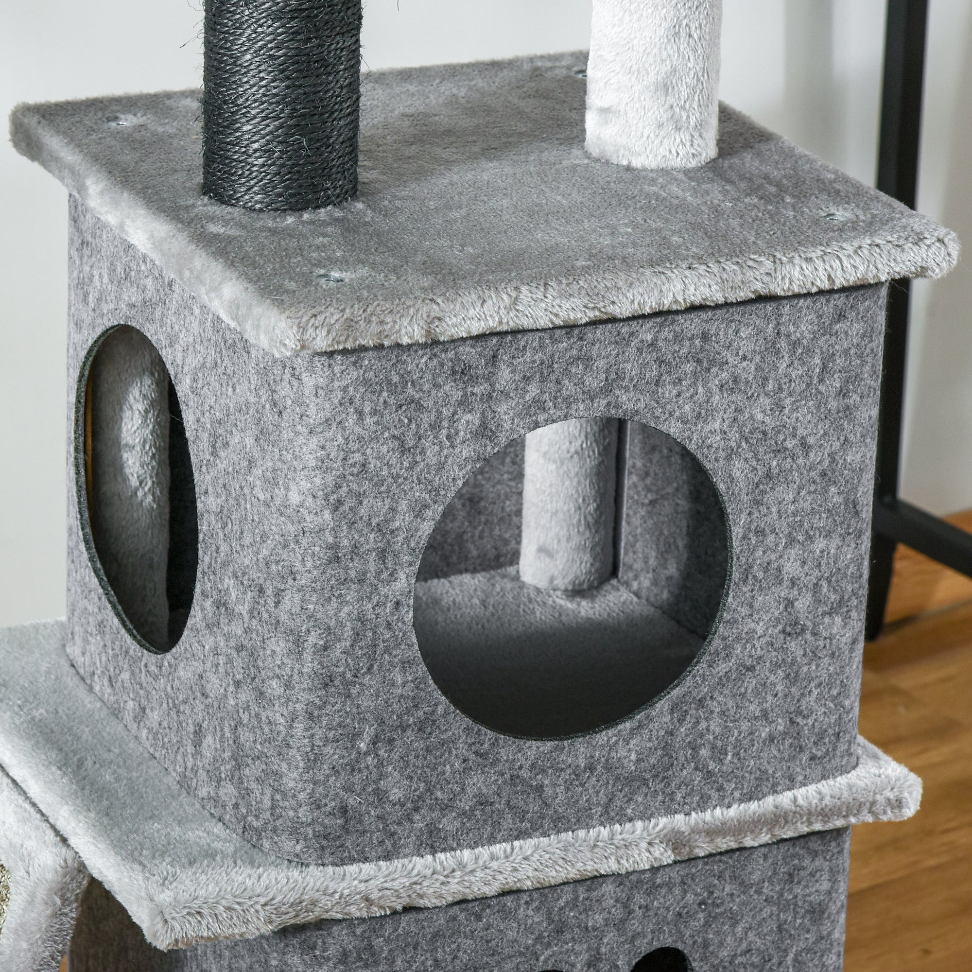 Adjustable 6-Tier Cat Tree with Condo, Perch, Ramp, Scratching Post, Light Grey Floor to Ceiling Cat Trees   at Gallery Canada