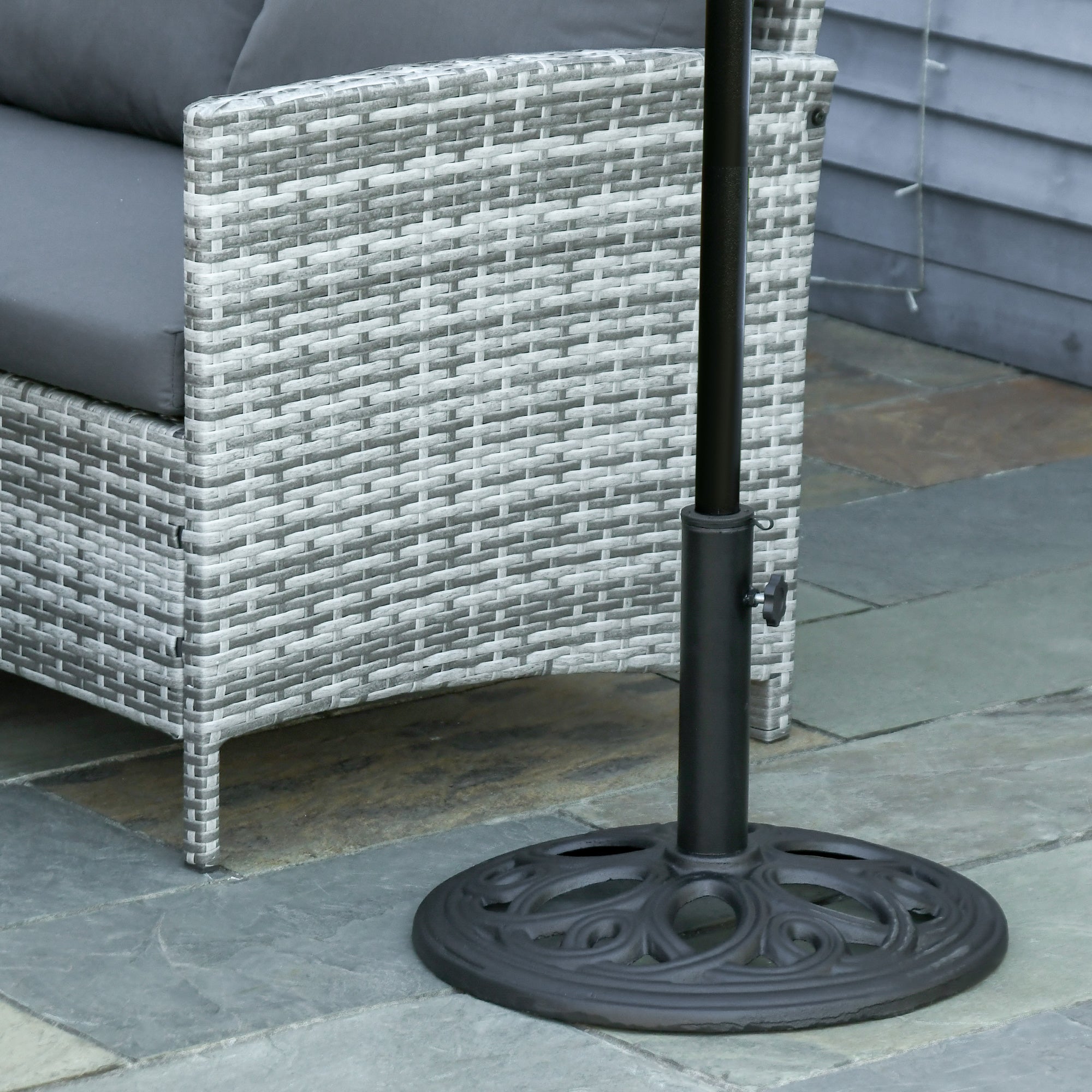 Patio Umbrella Base Stand, Round Cast Iron Umbrella Holder for Outdoor, Patio, Garden,Deck and Beach, Fit Dia. 1.5