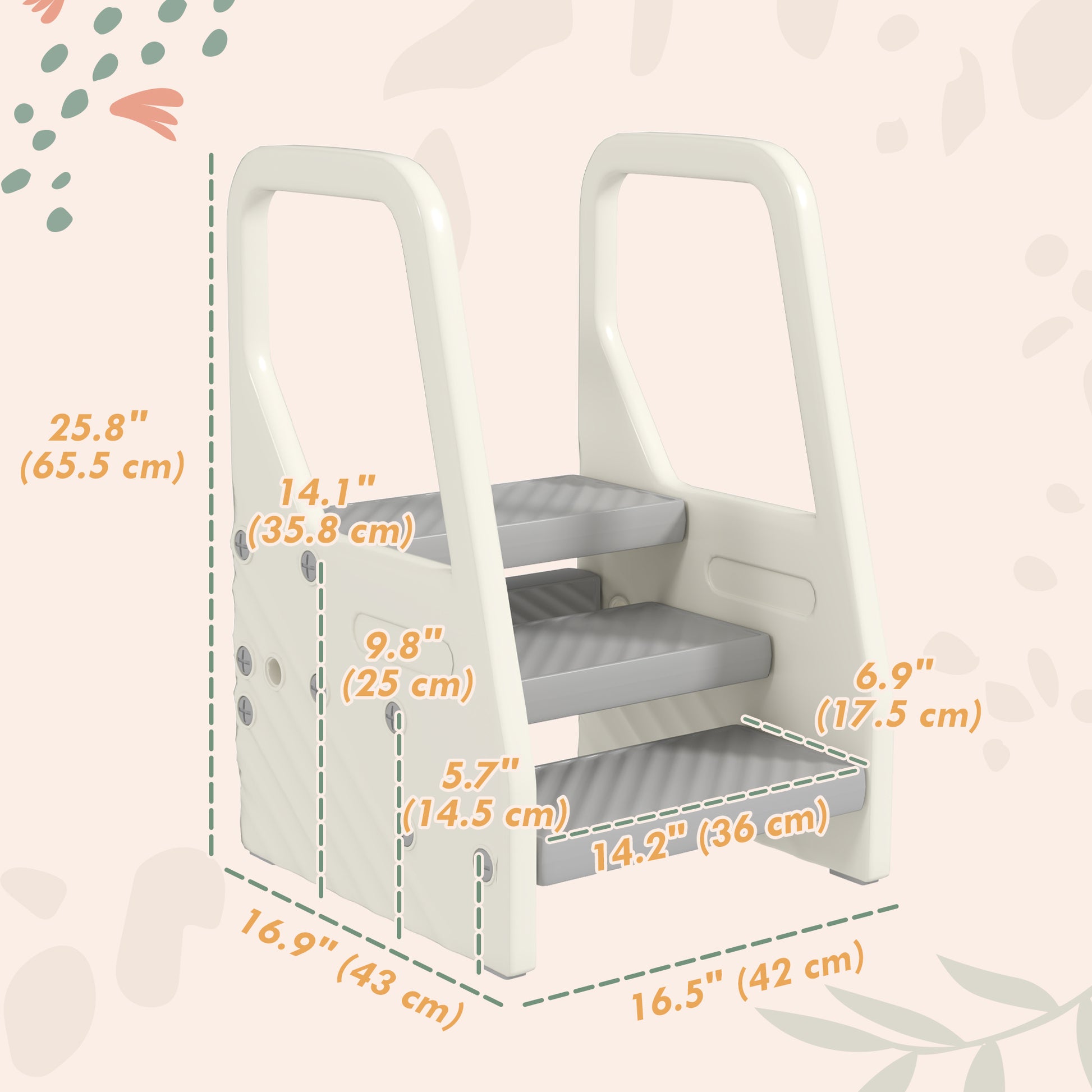 Adjustable Height Toddler Step Stool with Handle &; Foot Pads, Grey Toddler & Kids Step Stools at Gallery Canada