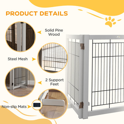 Wooden Dog Gate for Small &; Medium Dogs 4 Panel w/ Support Feet Foldable Pet Fence for House Doorway Light Grey Houses, Kennels & Pens   at Gallery Canada