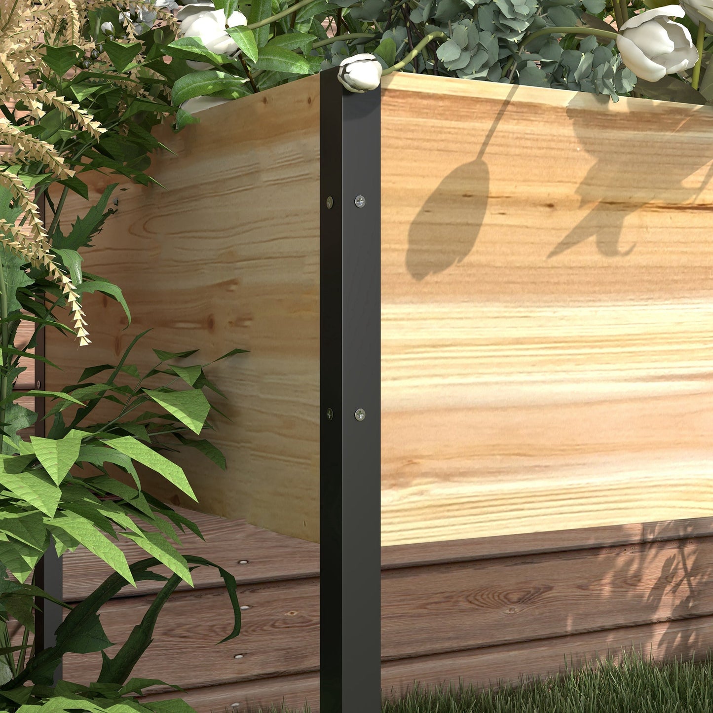 Wooden Planter Box with Metal Legs, Raised Garden Bed with Trellis and Bed Liner, for Vegetables Flowers Herbs Elevated Garden Beds   at Gallery Canada