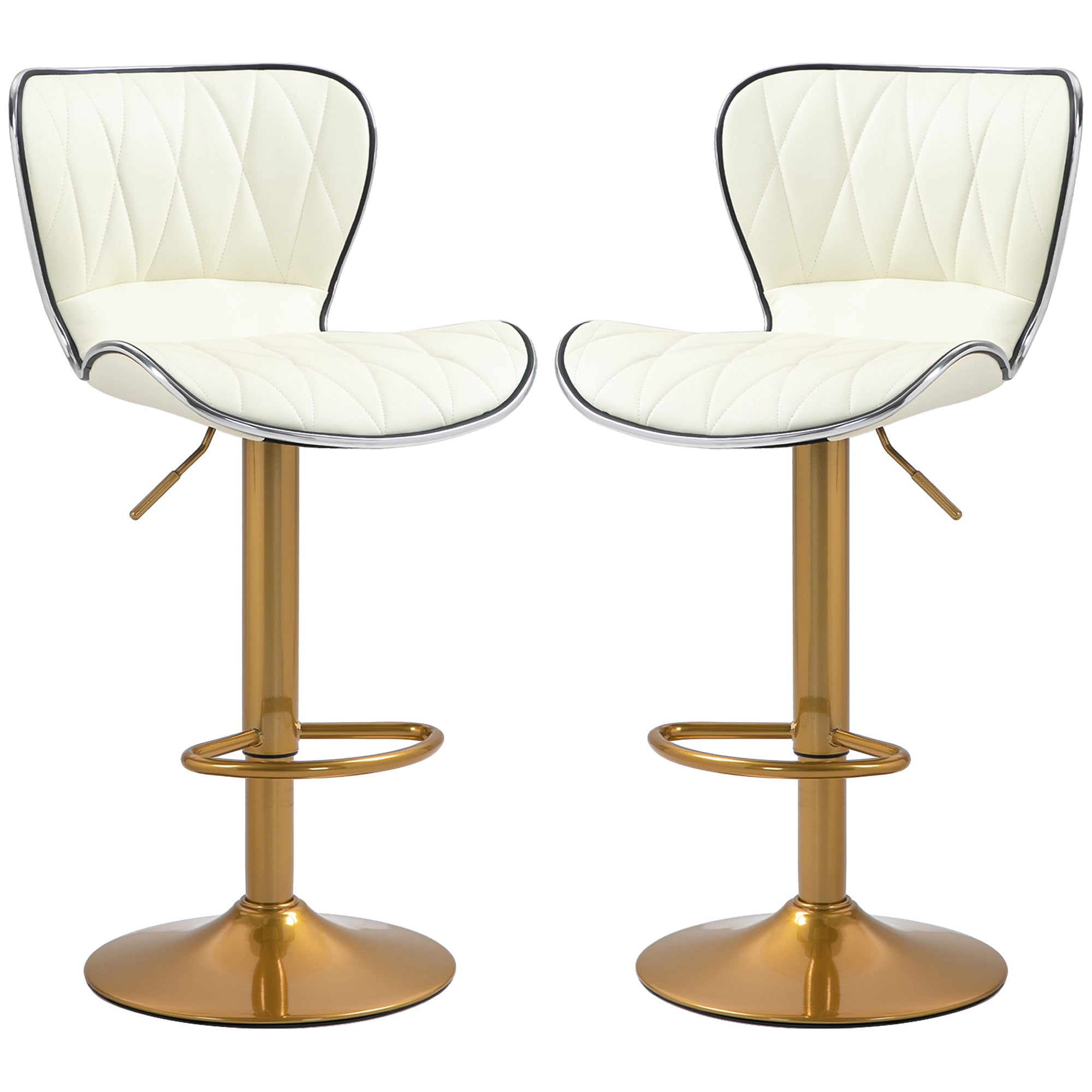 Counter Height Bar Stools Set of 2, Adjustable Height Bar Chairs with Swivel Seat, PU Leather Upholstery Bar Stools   at Gallery Canada