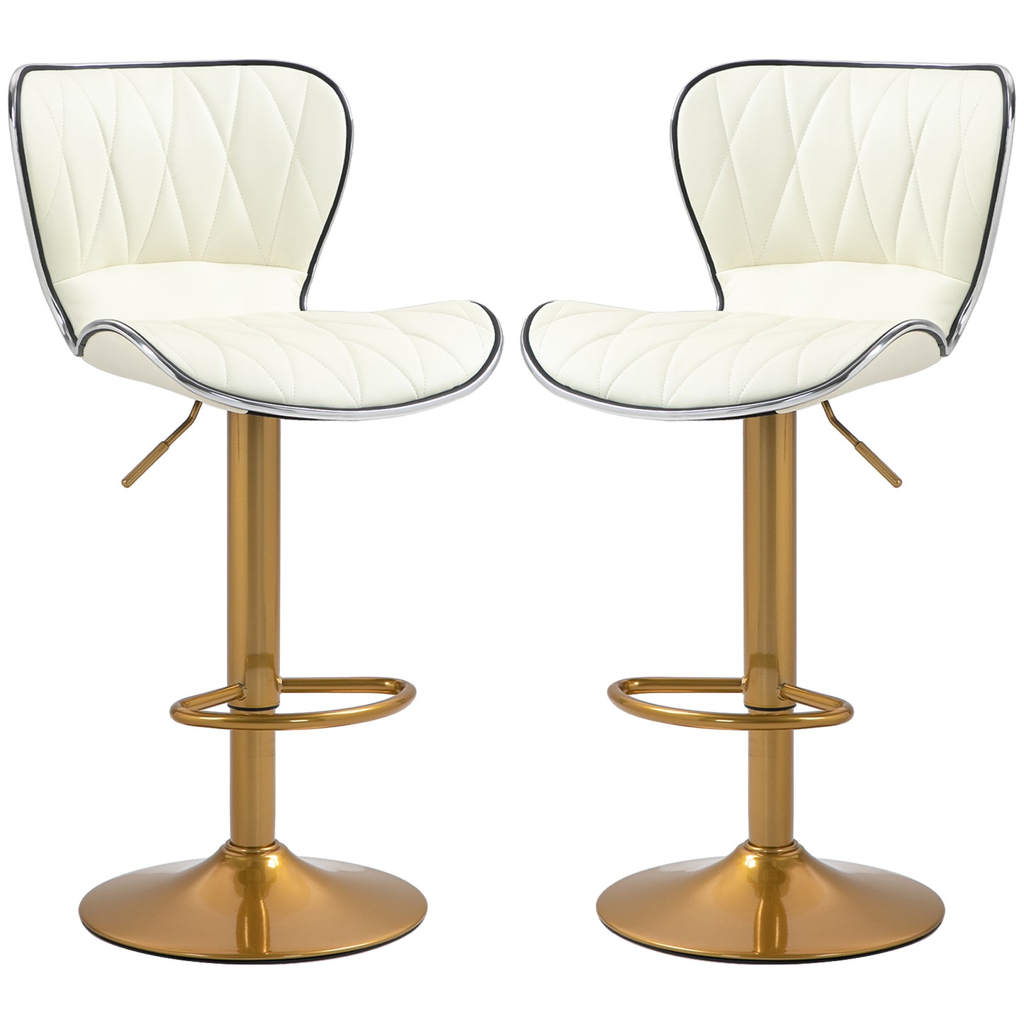 Counter Height Bar Stools Set of 2, Adjustable Height Bar Chairs with Swivel Seat, PU Leather Upholstery Bar Stools   at Gallery Canada