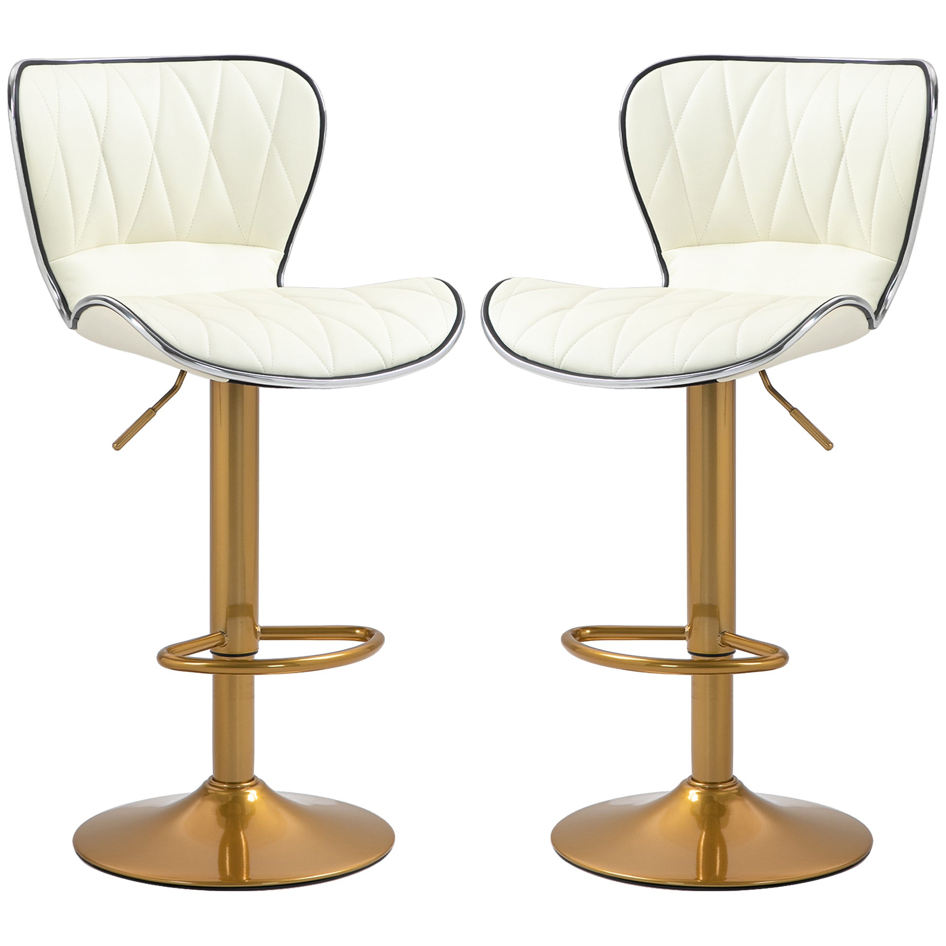 Counter Height Bar Stools Set of 2, Adjustable Height Bar Chairs with Swivel Seat, PU Leather Upholstery Bar Stools   at Gallery Canada