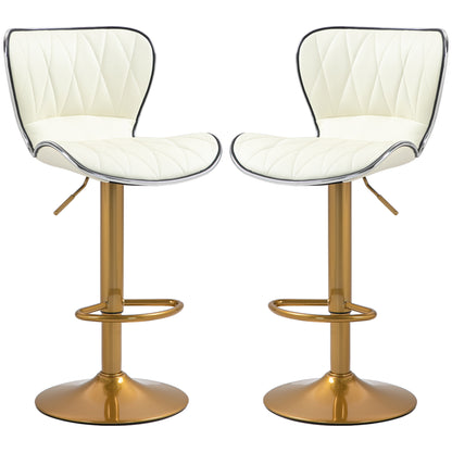 Counter Height Bar Stools Set of 2, Adjustable Height Bar Chairs with Swivel Seat, PU Leather Upholstery Bar Stools   at Gallery Canada