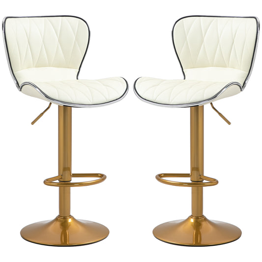 Counter Height Bar Stools Set of 2, Adjustable Height Bar Chairs with Swivel Seat, PU Leather Upholstery Bar Stools   at Gallery Canada