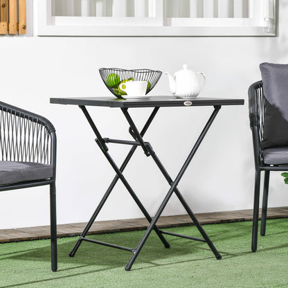 Folding Coffee Table, Folding Patio Table, Square Small Side Table with Metal Plate Top, 23.6" x 23.6", Black Patio Side Tables   at Gallery Canada