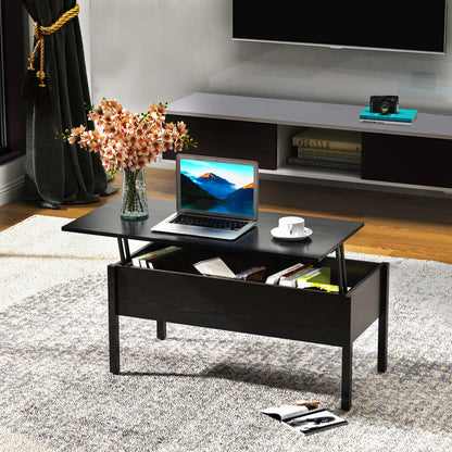 39" Modern Lift Top Coffee Table with Hidden Storage Compartment, Center Table for Living Room, Black Coffee Tables at Gallery Canada