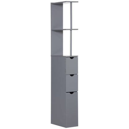 Tall Bathroom Storage Cabinet Scrolled Cupboard Drawer with Open Shelves Space Saving Design Bathroom Cabinets Grey  at Gallery Canada