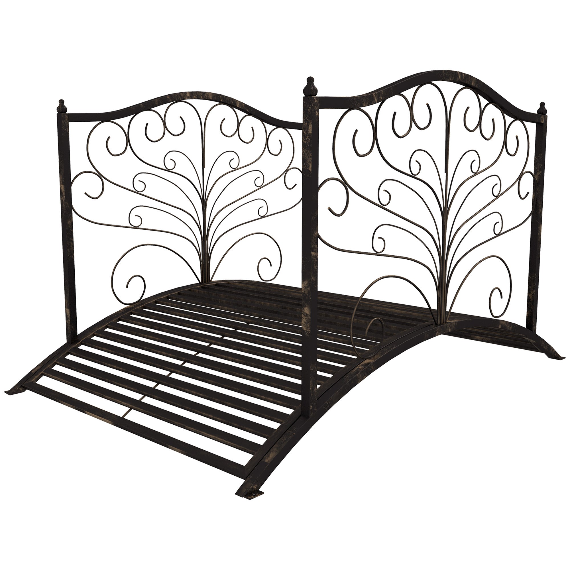 4FT Metal Garden Bridge Decorative Arc Bridge with Guardrails Black Bronze Garden Bridges at Gallery Canada