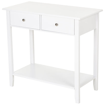 Wooden Console Sofa Table with 2 Drawers and 1 Storage Shelf for Living Room Entryway, White Console Tables White  at Gallery Canada