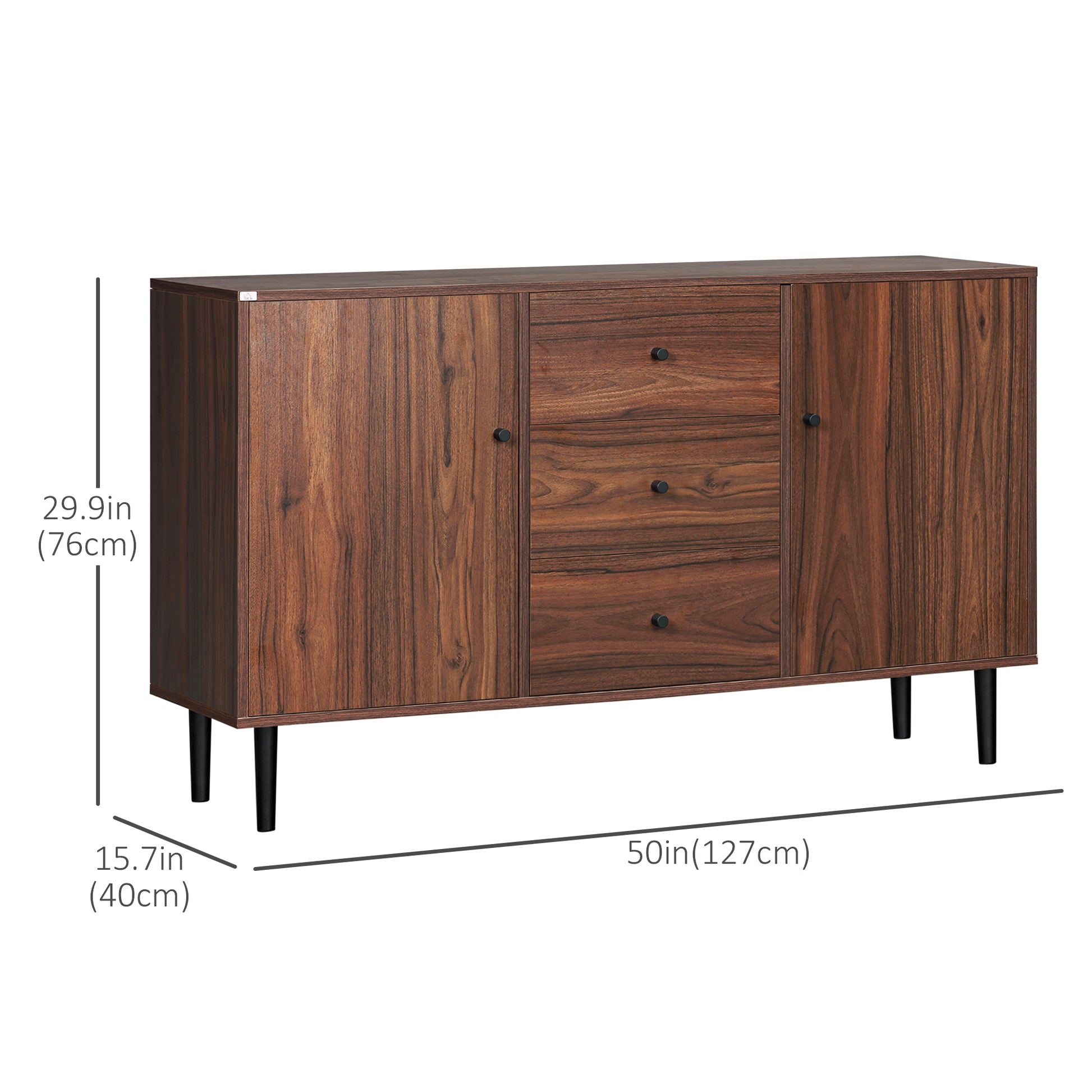 Kitchen Storage Sideboard, Buffet Cabinet with 2 Cupboard, 3 Drawers and Adjustable Shelves for Living Room Rustic Brown Bar Cabinets at Gallery Canada