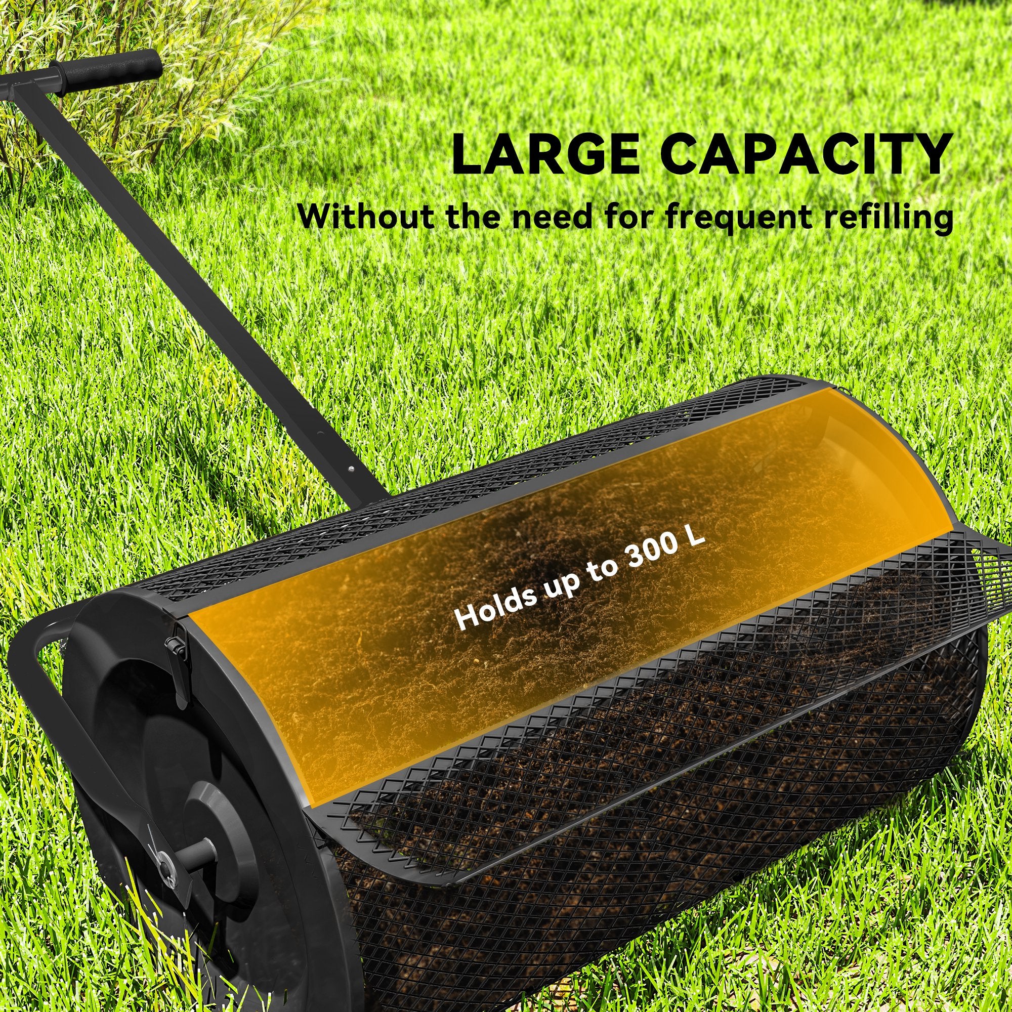 24 Inch Compost Spreader, Peat Moss Spreader with 24.4