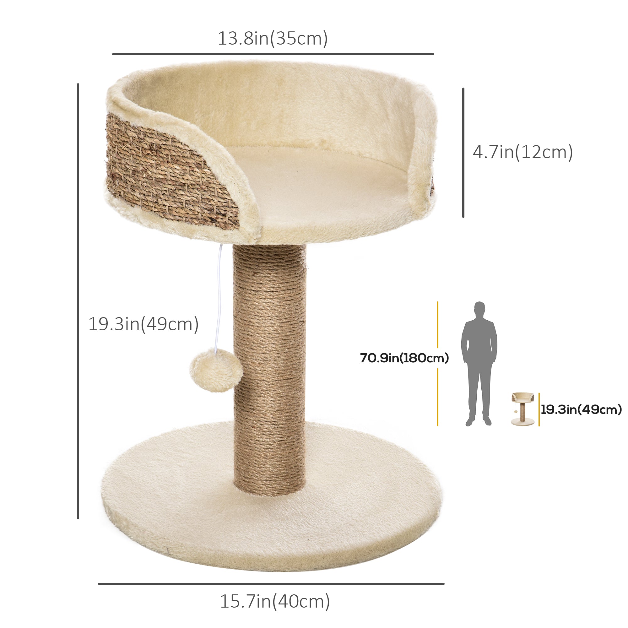 Small Cat Tree with Scratching Post, Perch, Toy Ball, Cat Tower for Indoor Cats - 16