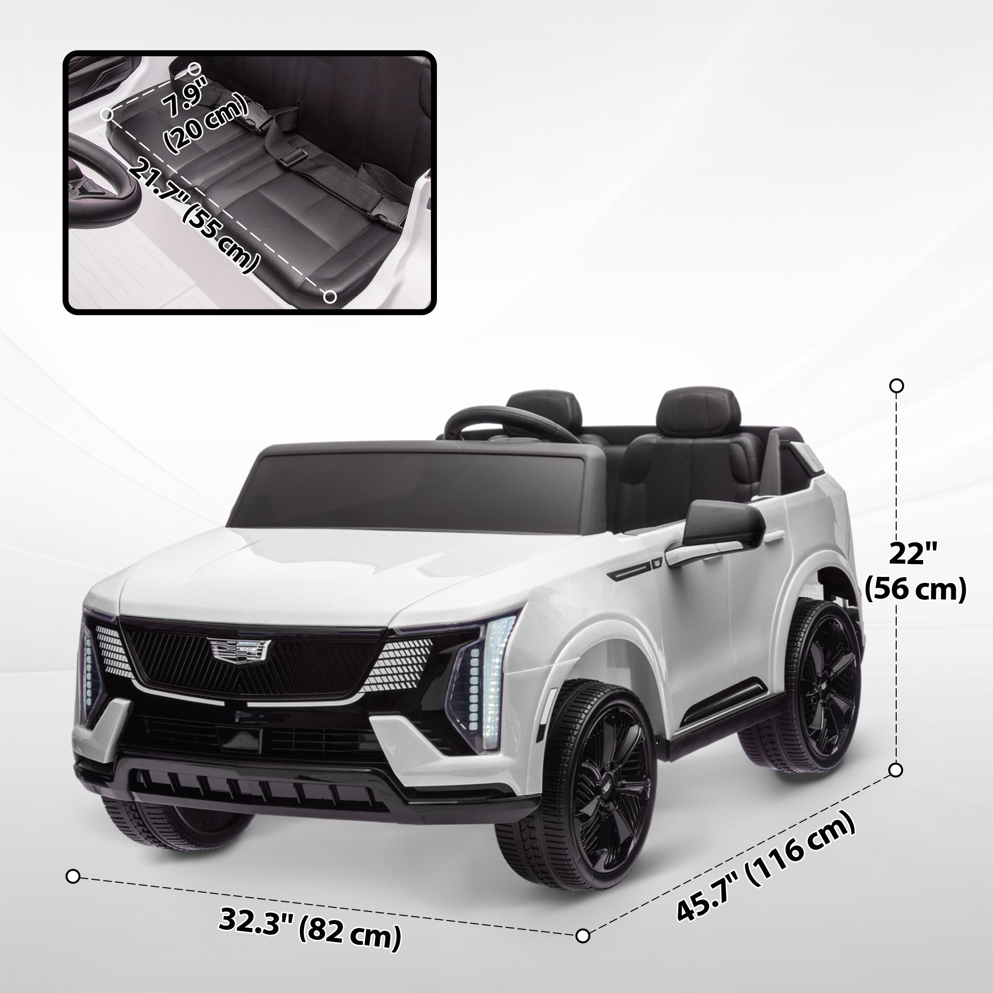 2-Seater Ride on Truck, 12V Cadillac Escalade Licensed Kids Electric Car with Remote , Spring Suspension, White Electric Toy Cars   at Gallery Canada