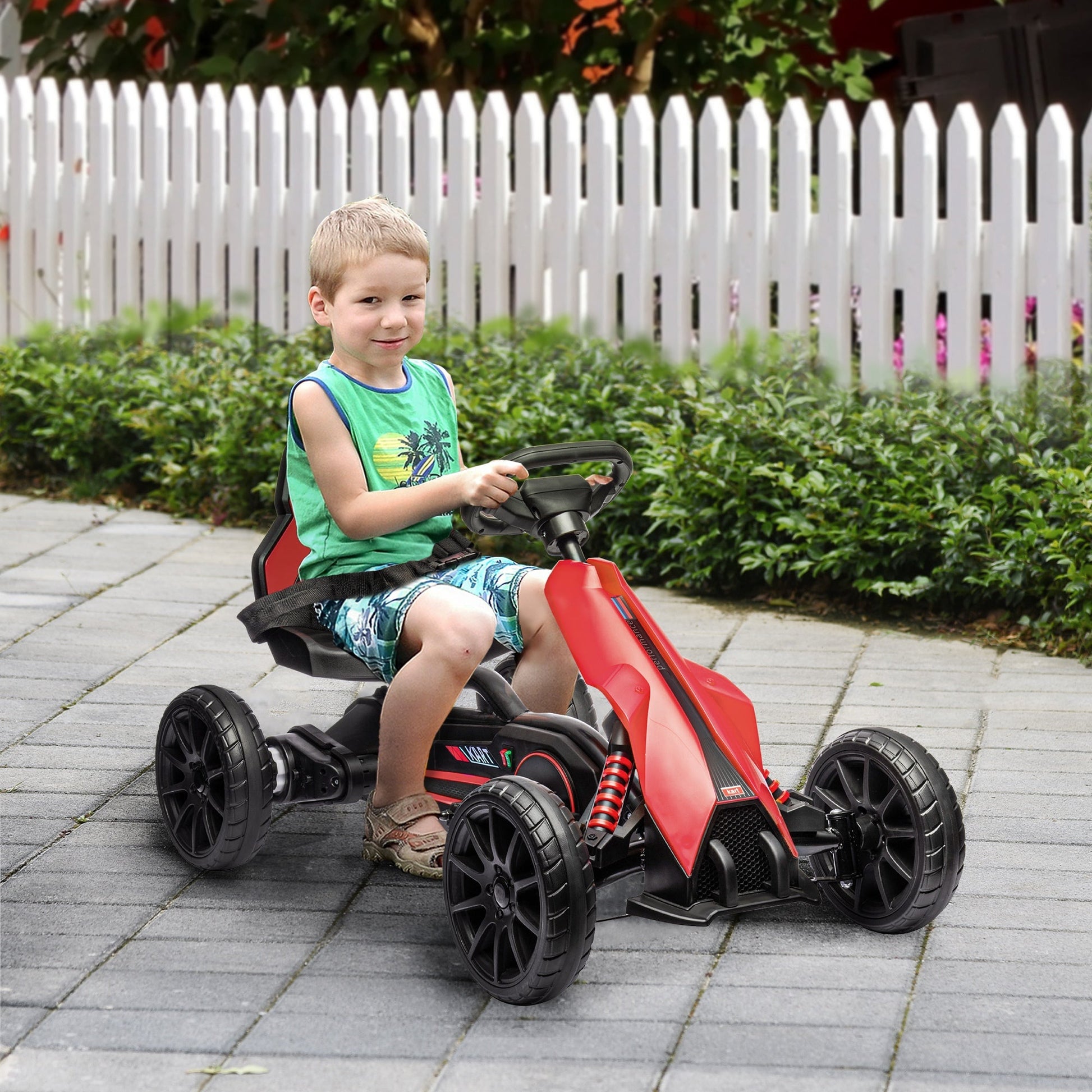 Electric Go Kart, 12V Outdoor Racer Car for Kids, with Forward Backward, Adjustable Speed, Ages 3-8 Years Old, Red Electric Toy Cars   at Gallery Canada