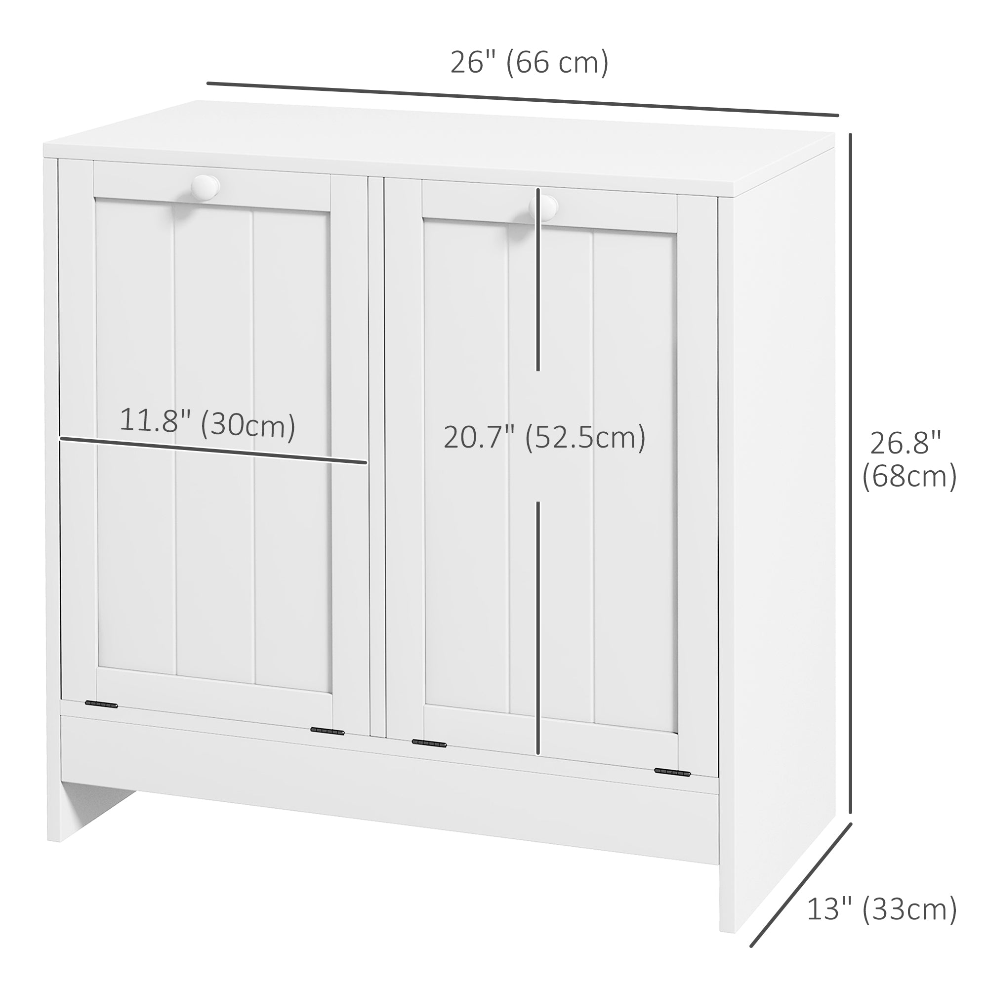 Tilt-Out Laundry Storage Cabinet, Modern Laundry Hamper with 2 Compartments for Bathroom Washroom, White Bathroom Cabinets at Gallery Canada