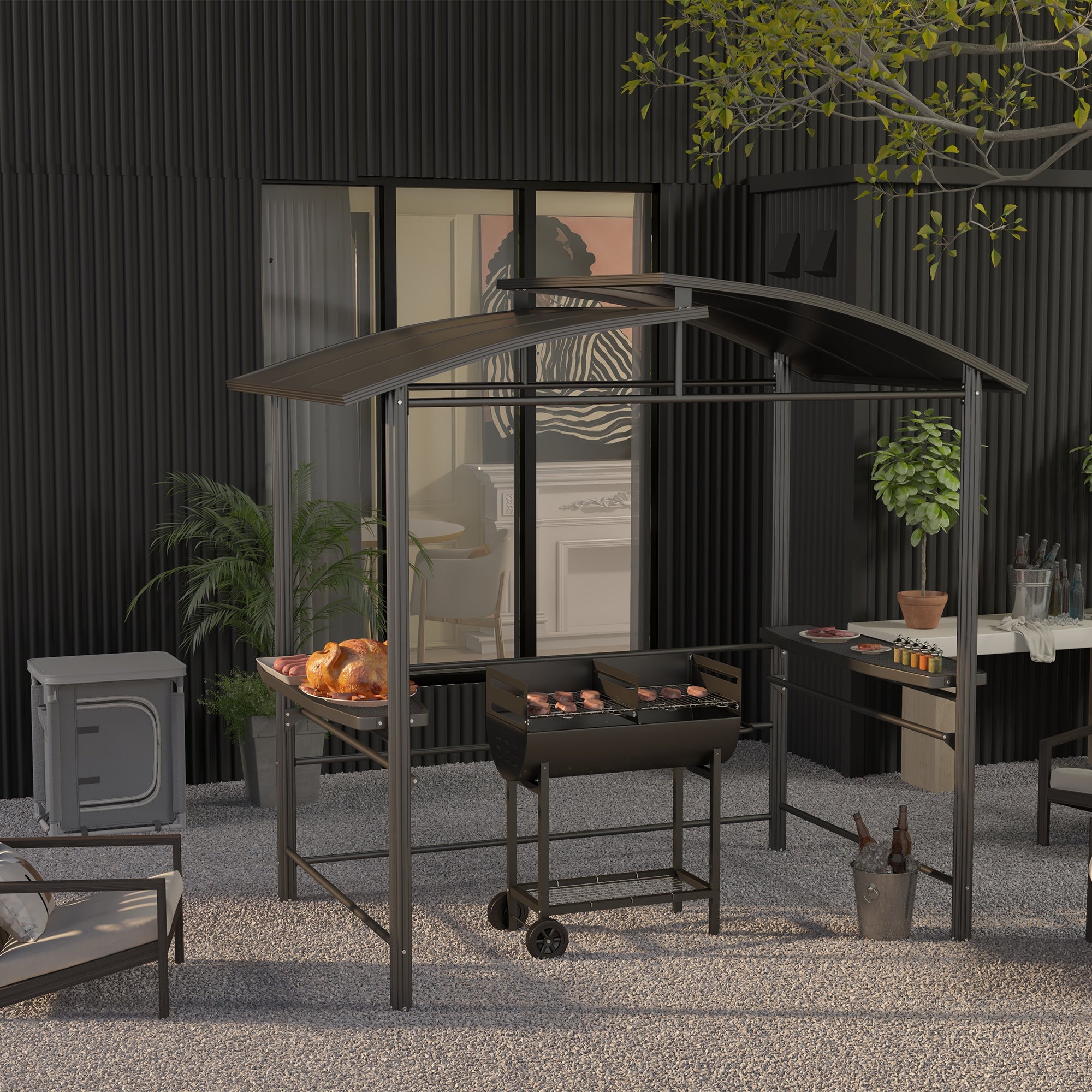 Camping Kitchen Station, Aluminum Camping Table Cook Cupboard with 2-Shelf and Carrying Bag for BBQ Party Picnics, Grey Picnic Tables & Camping Chairs at Gallery Canada