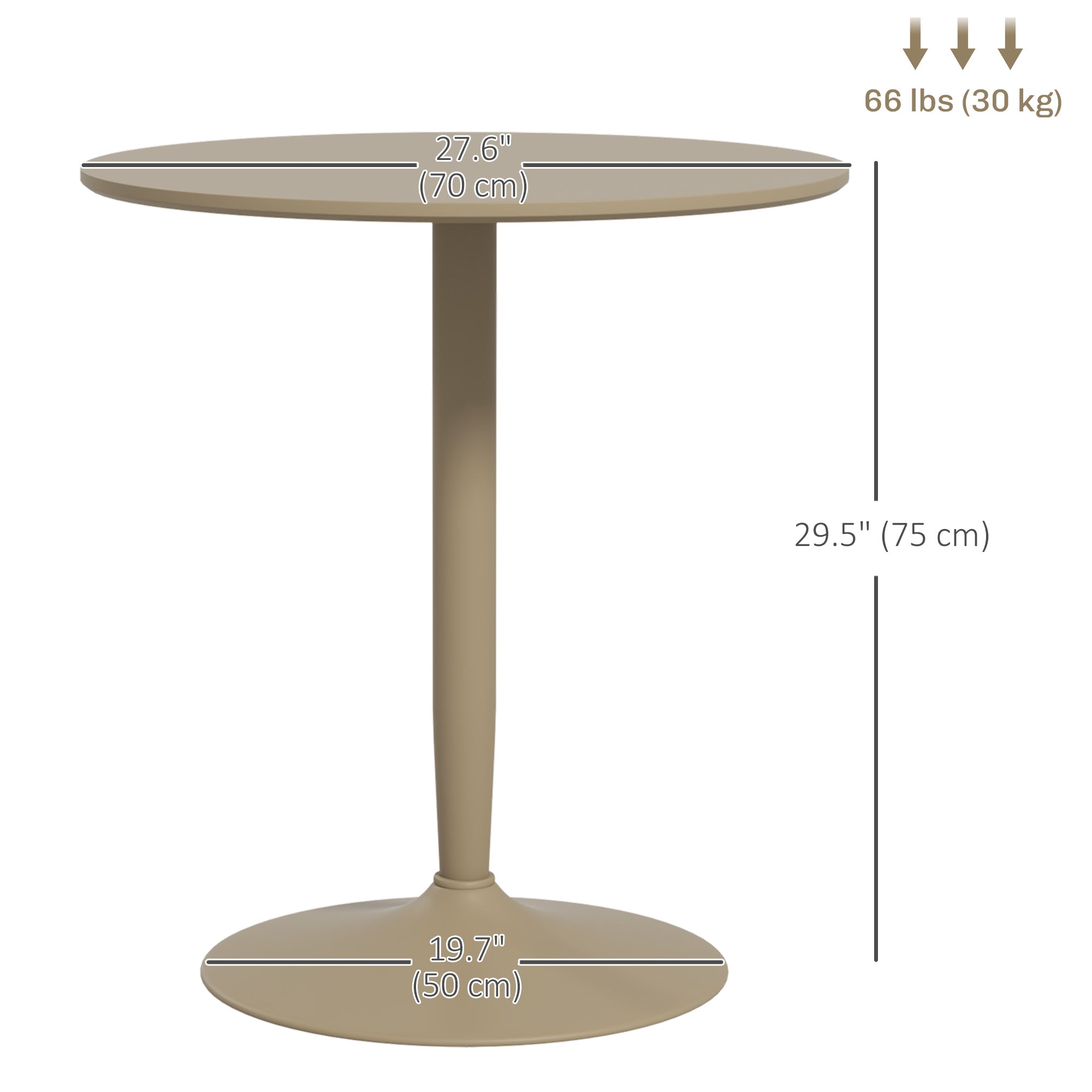 Modern Kitchen Table for 2, Round Dining Table with Steel Base for Living Room, Dining Room, Light Brown Dining Tables   at Gallery Canada