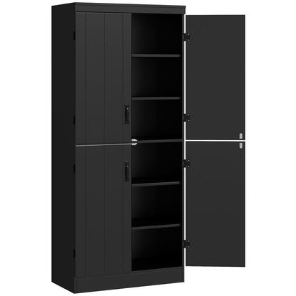 70" 4-Door Storage Cabinet, Freestanding Pantry Cabinet with Adjustable Shelves for Living Room, Black Kitchen Pantry Cabinets   at Gallery Canada