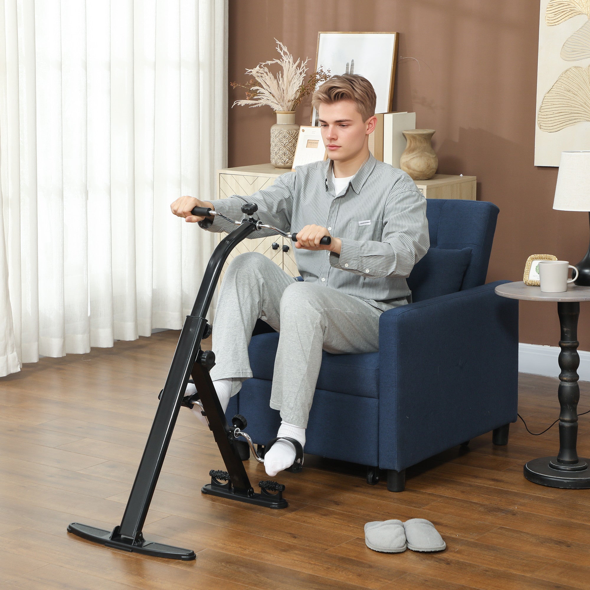 Seated Pedal Exerciser, Foldable Leg Exercise Bike with LCD Monitor for Seniors Elderly Rehabilitation Recovery Therapy Exercise & Stationary Bikes at Gallery Canada