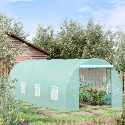 Walk-in Greenhouse 20x10x7ft Heavy Duty Outdoor Backyard Seed Plant Vegetables Grow Warm House Green
