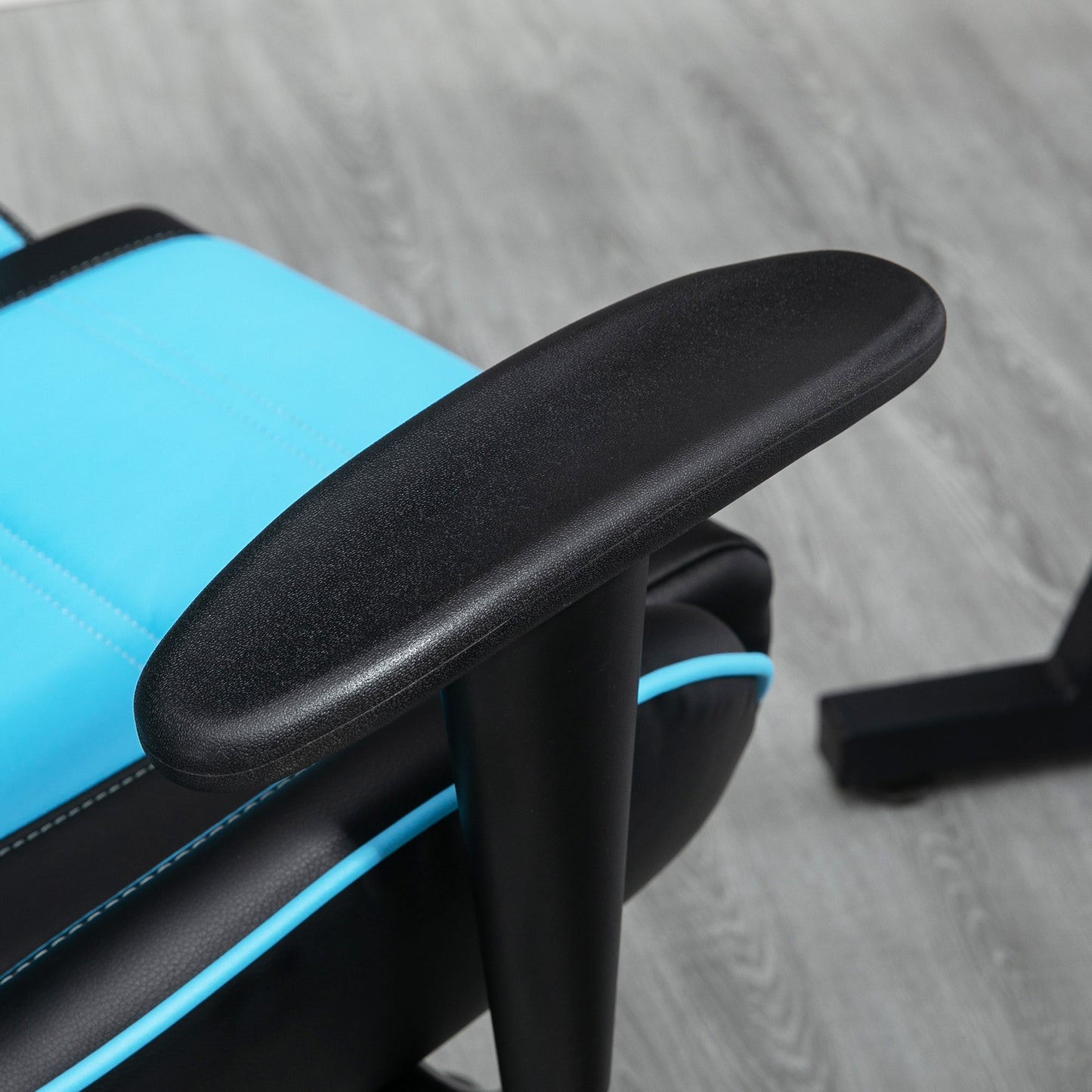 High Back Gaming Chair PU Leather Office Chair Desk Gamer Chair with Lumbar Support, Headrest, Adjustable Height, Blue and Black Video Game Chairs   at Gallery Canada