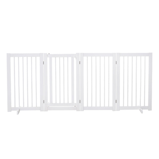4 Panel Foldable Free Standing Pet Gate with Support Feet for Medium and Large Dogs, for Stairway, Doorway, Hallway - Gallery Canada