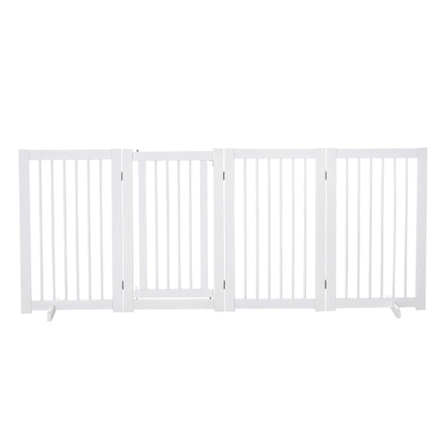 4 Panel Foldable Free Standing Pet Gate with Support Feet for Medium and Large Dogs, for Stairway, Doorway, Hallway