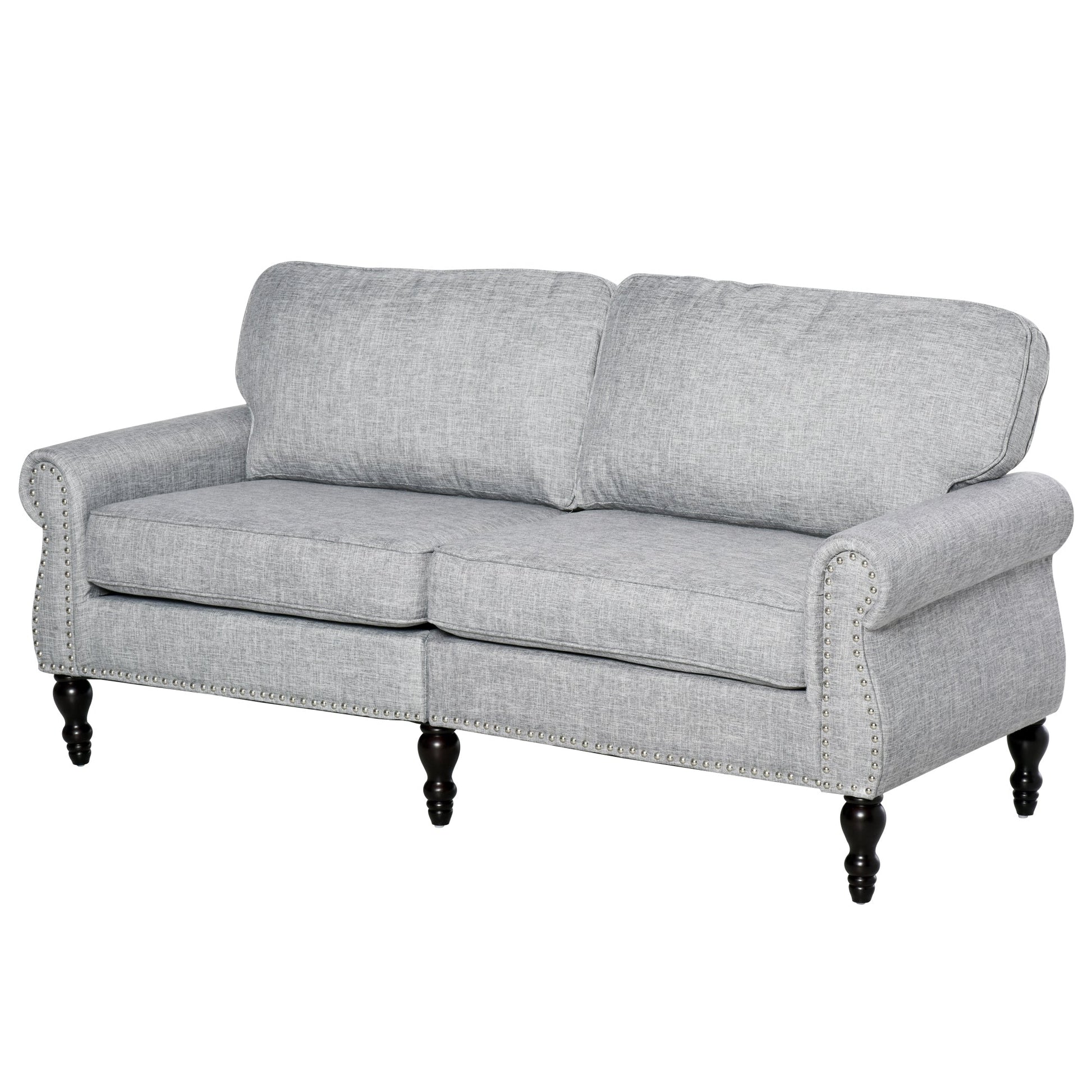 Traditional Style Double Sofa with Sponge Padding and Rubber Wood Leg, 2 Seater Nail Head Accent Loveseat for Living Room 2-Seater Sofas   at Gallery Canada