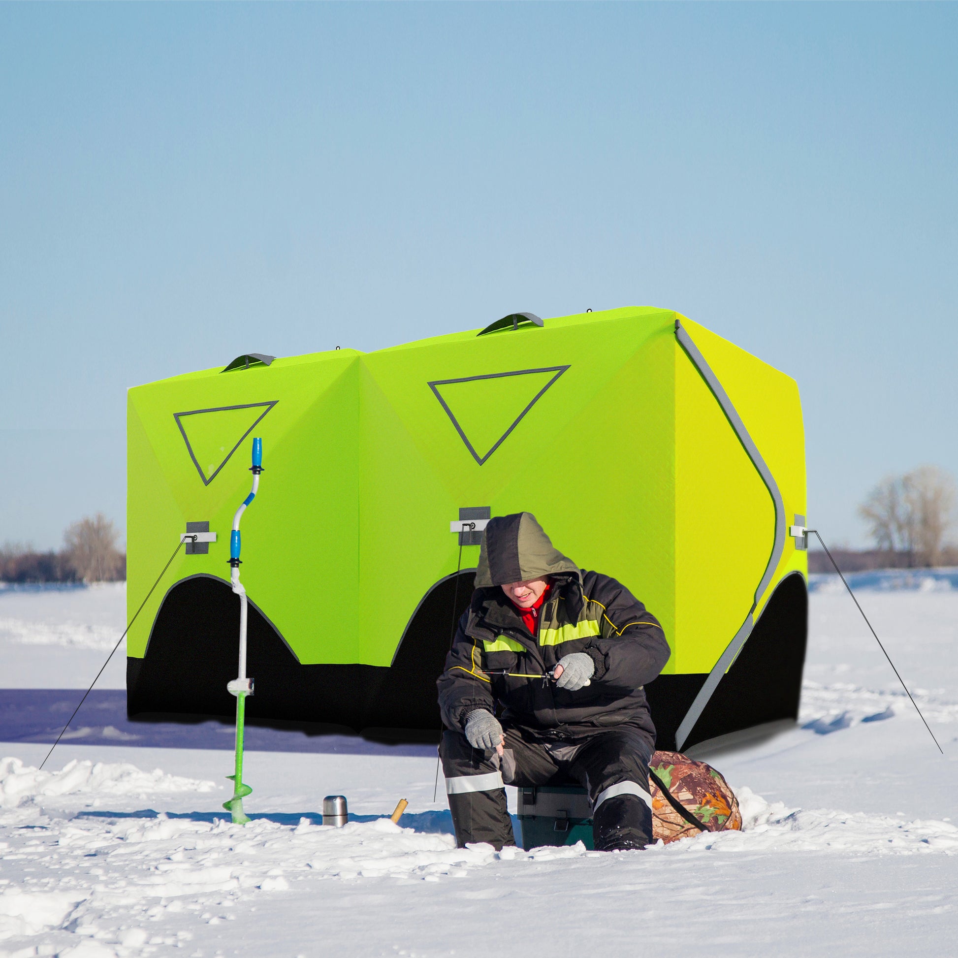 8-Person Insulated Ice Fishing Tent Shelter with Ventilation Windows and Carry Bag, for -22℉, Green Ice Fishing Tents Green  at Gallery Canada