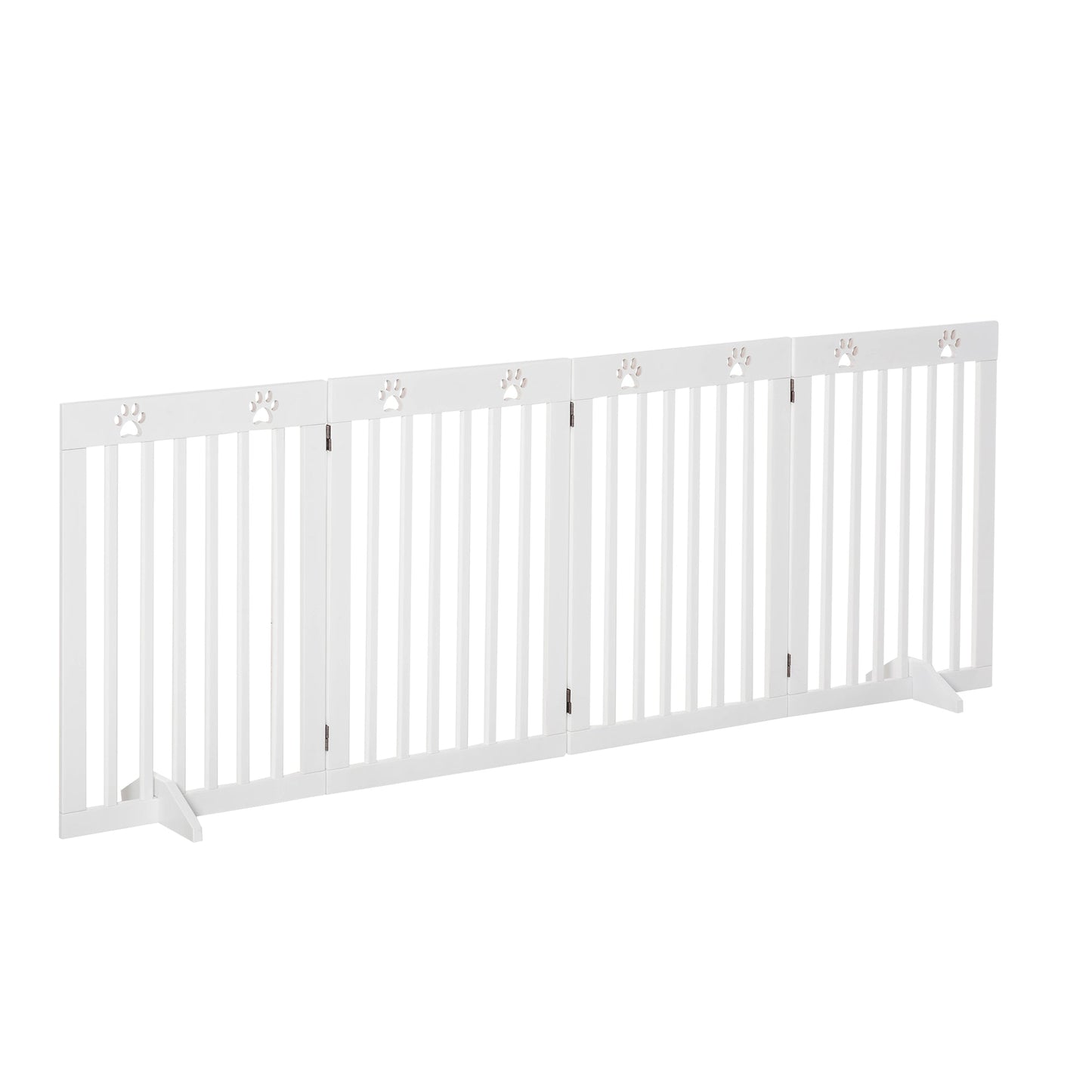 80" Extra Wide Freestanding Pet Gate Dog Barrier Folding Safety Fence with 4 Panel Support Feet for Doorway Stairs White Houses, Kennels & Pens   at Gallery Canada