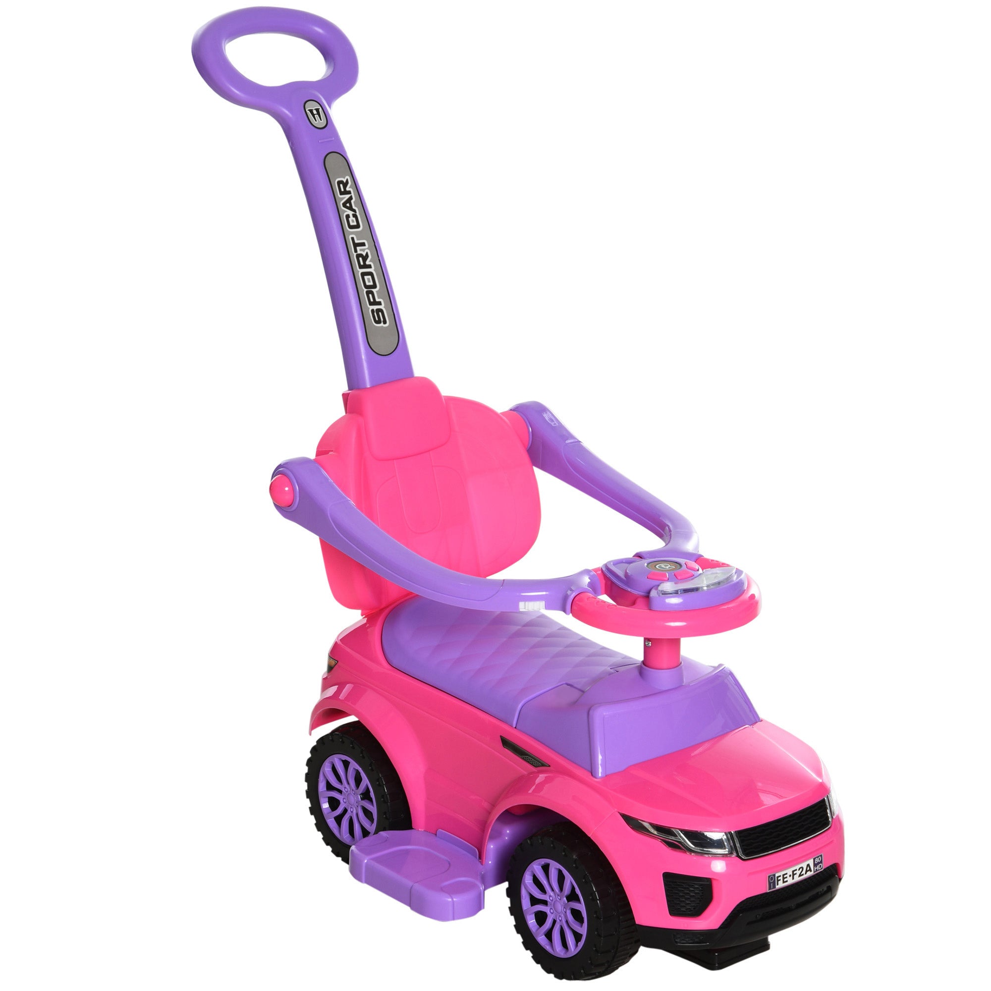 2 In 1 Kid Ride on Push Car Stroller Sliding Ride on Car with Horn Music Light Function Secure Bar Ride on Toy for Boy Girl Toddlers 1-3 Years Old Pink Push Cars for Toddlers Pink and Purple at Gallery Canada