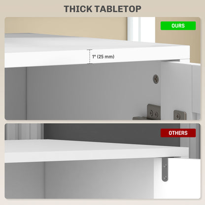 Modern TV Stand for up to 55" TV, TV Cabinet with 4 Soft Hinged Doors, 4 Cable Holes and 2 Adjustable Shelves, White TV Stands   at Gallery Canada