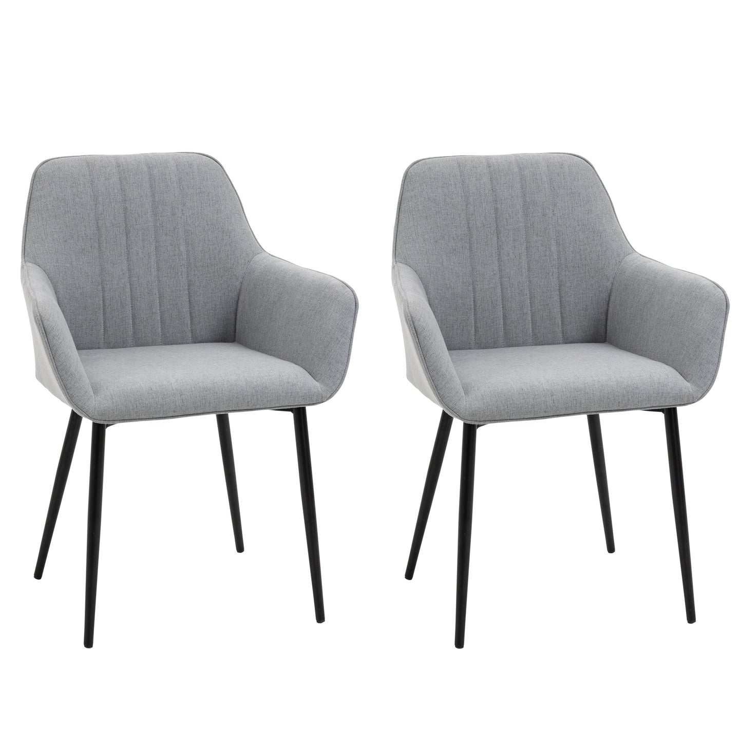 Dining Chairs Set of 2, Upholstered Linen Fabric Accent Chairs with Metal Legs, Light Grey Bar Stools Light Grey  at Gallery Canada