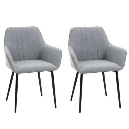 Dining Chairs Set of 2, Upholstered Linen Fabric Accent Chairs with Metal Legs, Light Grey Bar Stools Light Grey  at Gallery Canada