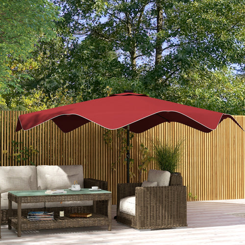 Solar Patio Umbrella with LED and Tilt, Outdoor Market Table Umbrella Parasol with Crank, 10 x 10 ft, Wine Red