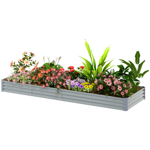 12 x 4 x 1ft Galvanized Raised Garden Bed, Reinforced Outdoor Planter Box with Open Bottom, Silver