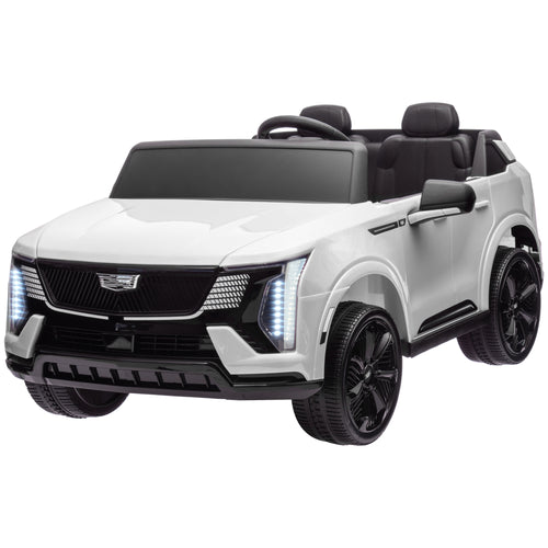 2-Seater Ride on Truck, 12V Cadillac Escalade Licensed Kids Electric Car with Remote , Spring Suspension, White