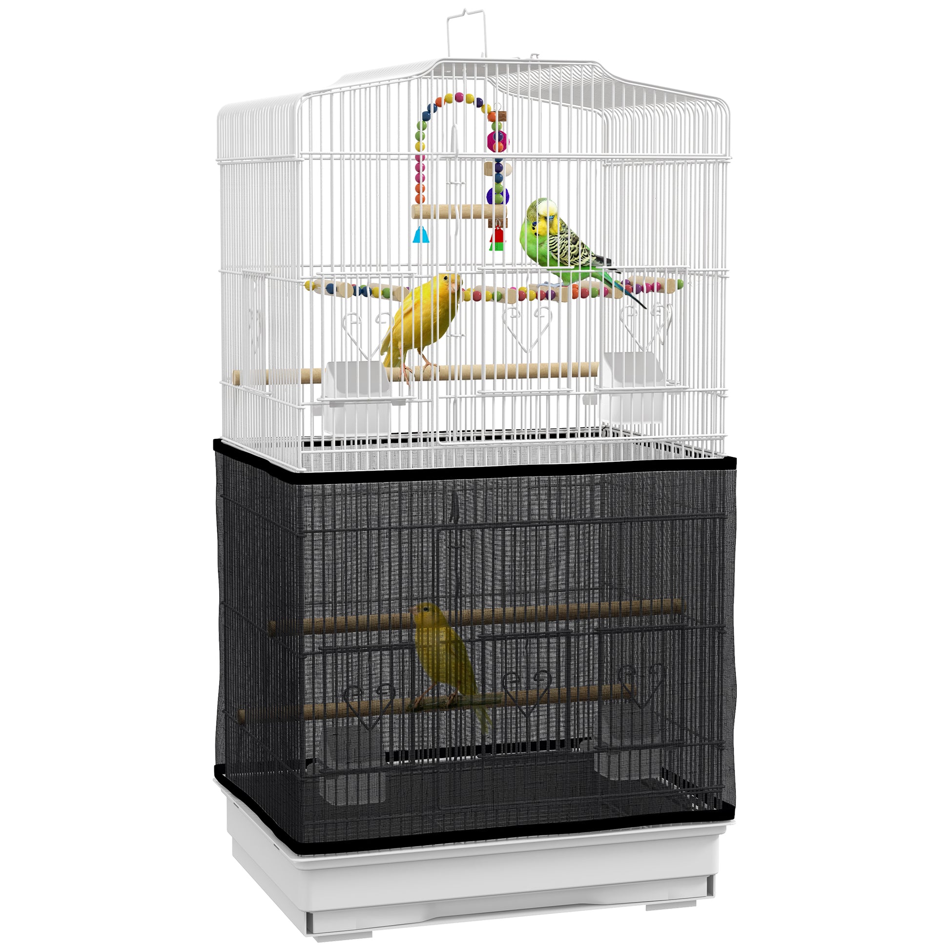 36" Bird Cage with Accessories, Handle, Mesh Cover, Tray, White Bird Cages   at Gallery Canada