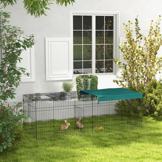 Small Animal Cage with Roof, Indoor/Outdoor Use, for Chicken, Rabbits, Chinchillas, 87" x 34" x 28", Green - Gallery Canada