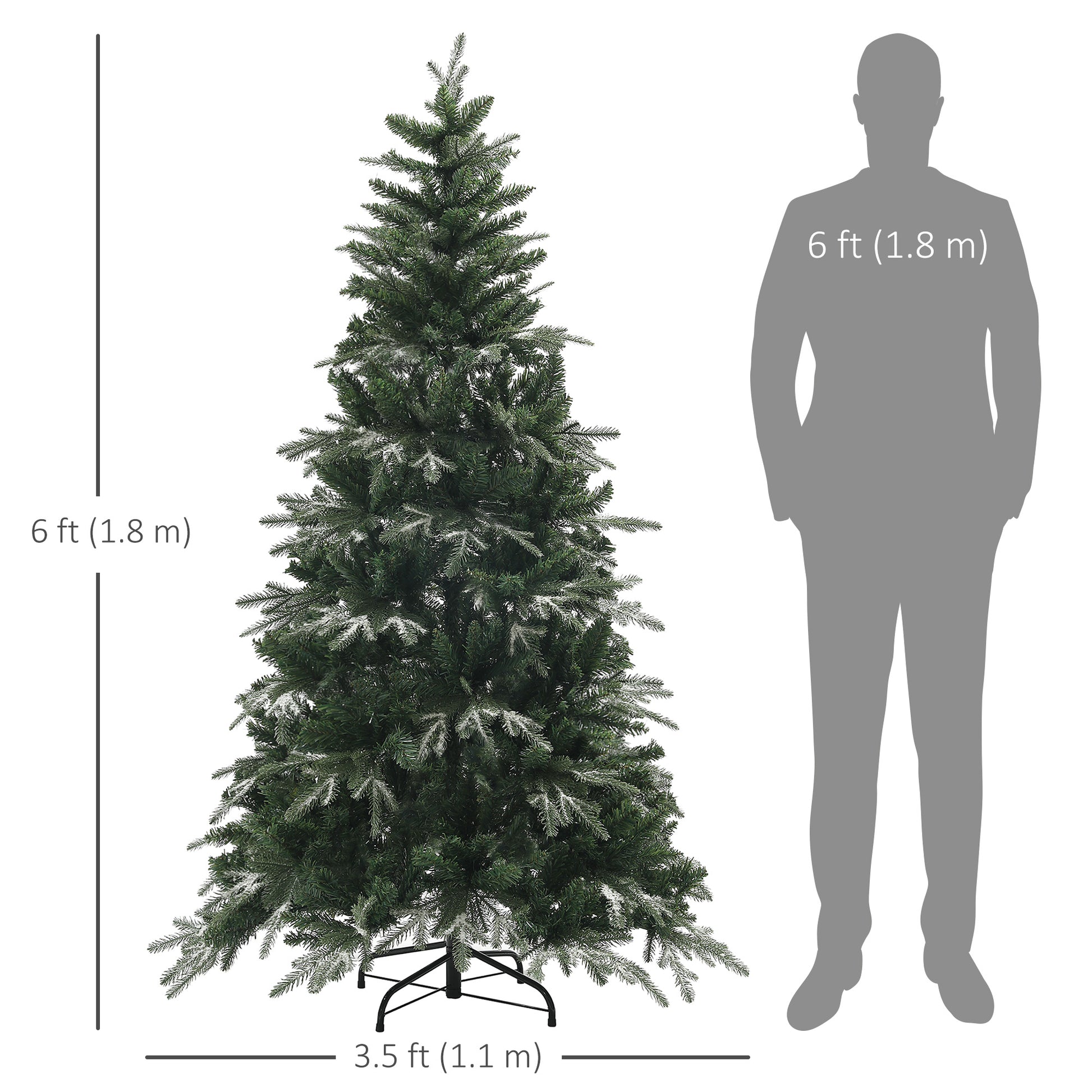 6ft Flocked Christmas Tree, Artificial Christmas Tree with 850 Branch Tips, Metal Base, Automatic Open, Green Flocked Christmas Trees   at Gallery Canada